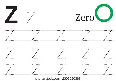 Z para la actividad de texto Cero para los niños. Aprende palabras en inglés para preescolares.