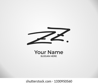 Z ZZ initial logo signature vector. Handwriting concept logo.