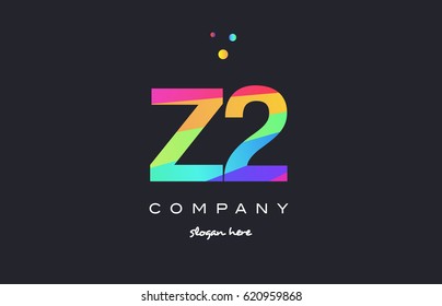 Z2 z 2 two letter number combination creative color green orange blue magenta pink company logo vector icon spectrum