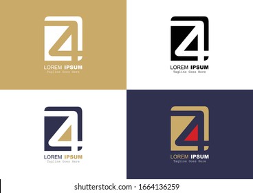 Z4, 4Z, 4, Z Elegant Initial Letter and Number Logo Vector