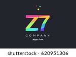 Z7 z 7 seven letter number combination creative color green orange blue magenta pink company logo vector icon spectrum