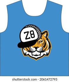 Z8 tiger design for kids vectoral illustration tiger wears hat el tigre usa sombrero negro