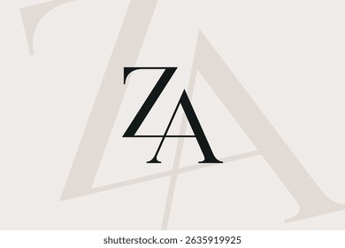 ZA or AZ letter logo icon design. Classic style luxury initials monogram.