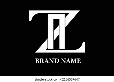 ZA or AZ letter modern logo black and white color vector for business and company.