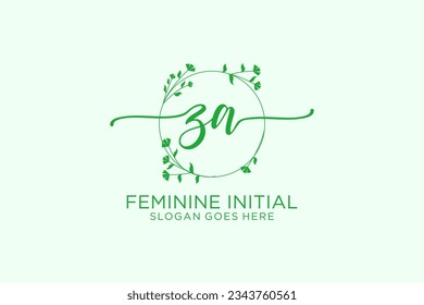 ZA beauty monogram and elegant logo design handwriting logo of initial signature, wedding, fashion, floral and botanical with creative template.