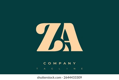 ZA Creative Abstract Typography Logo Design. Elegant logo combining bold typography and creative shapes, ideal for branding and identity solutions.