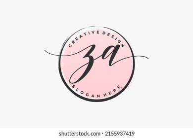 ZA Handschrift Logo mit Kreis Vorlage Vektorsignatur, Hochzeit, Mode, Blumen und botanisch mit kreativen Vorlage.