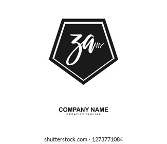 ZA Initial Handwriting Logo Template Vector