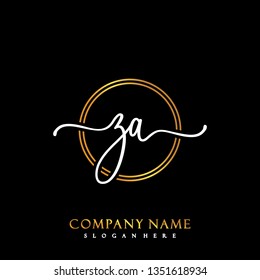 ZA Initial Handwriting logo template vector