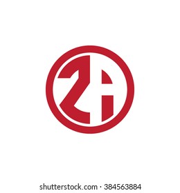 ZA initial letters circle business logo red