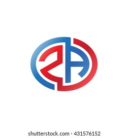 ZA initial letters looping linked ellipse logo red blue