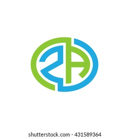 ZA initial letters looping linked ellipse logo blue green
