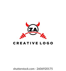 ZA initial monogram for fitnes or gym logo with devil style design