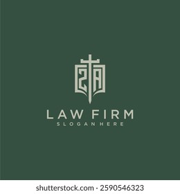 ZA initial monogram for law firm with sword and shield logo image