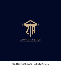 ZA initial monogram lawfirm logo with pillar design