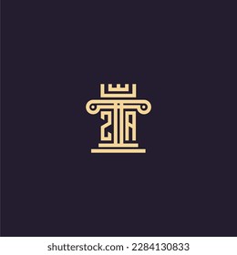 ZA initial monogram logo for lawfirm with pillar  crown image design