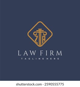 ZA initial monogram logo for lawfirm with pillar in creative square design