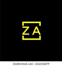 ZA initial monogram logo with square style design