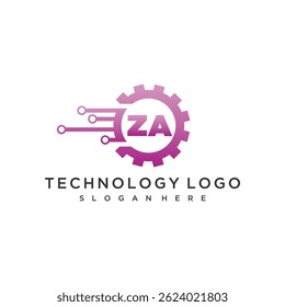 ZA initial monogram for technology logo design