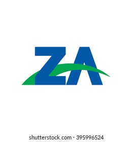 ZA initial overlapping swoosh letter logo blue green