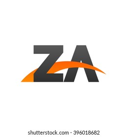 ZA initial overlapping swoosh letter logo black orange
