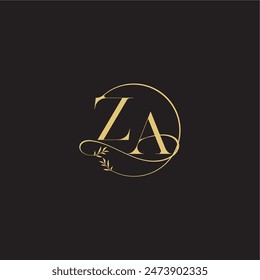 ZA letter circle and organic style luxury concept wedding monogram design