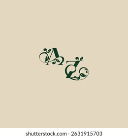 ZA letter concept of elegant beautifull wedding organic logo with monogram and leaf