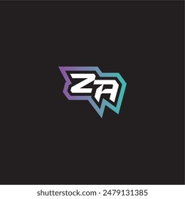 ZA letra dinámica y atrevida concepto moderno esport gaming monograma logo