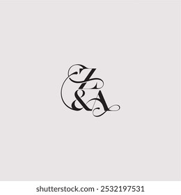 ZA letter elegant and luxury concept bold serif initial calligraphy wedding concept monogram