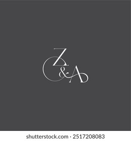 ZA letter initial with line luxury curvy style monogram wedding logo concept