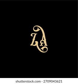 Logotipo moderno del monograma del diseño del estilo de Barock del concepto real inicial de la letra ZA