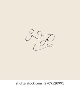 ZA letra inicial diseño real minimalista estilo curva monograma concepto elegante logo