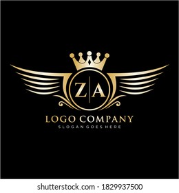ZA Letter Initial with Royal Wing Logo Template.