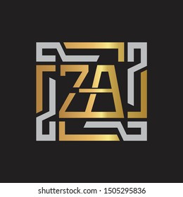 ZA Letter logo initial capital monogram with abstract ornament