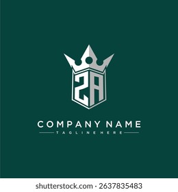 ZA letter monogram initial logo for shield and crown design