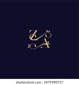 ZA letter organic and elegant concept wedding initial beauty leaf monogram logo