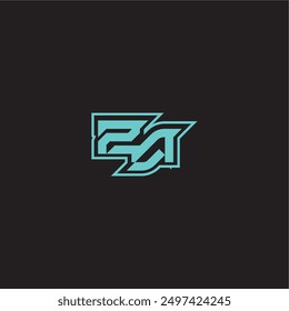 ZA letter sporty and bold concept blue esport dynamic gaming monogram logo