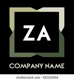 ZA letters business logo creative  icon design template elements in abstract background logo, design identity in square with four colors, modern alphabet letters
