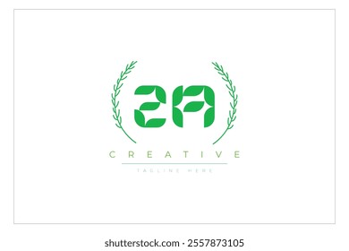 ZA letters eco logo with leaf. Fresh nature and healthy leaf logo design.