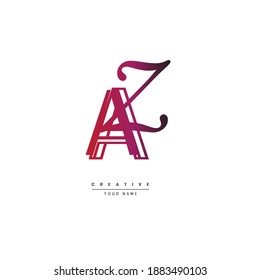 za-Logo, az. Logo mit abstrakten Linien, um die Einzigartigkeit des Logos hervorzuheben