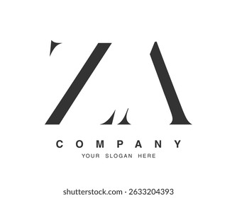 ZA logo design. Initial letter z and a serif font style. Creative classic company name typography. Trendy logotype or identity. Vector illustration.