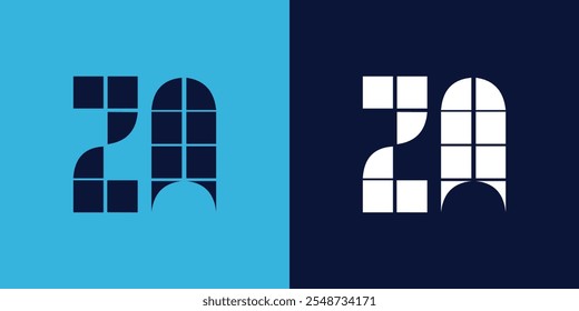 ZA logo design with tile shape. Minimalist and modern vector illustration design suitable for business or brand