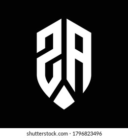 za logo monogram with emblem shield style design template