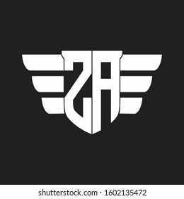 ZA Logo monogram with emblem and wings element design template