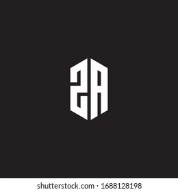 ZA Logo monogram with hexagon shape style design template isolated on black background