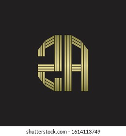 ZA Logo monogram outline style linked isolated with gold colors