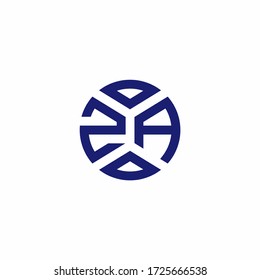 ZA monogram logo with abstract shapes in modern style design template