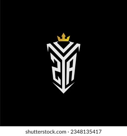 ZA monogram logo initial for shield  crown style design