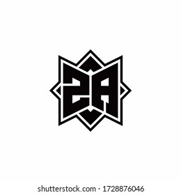 Logo de ZA monograma con plantilla de diseño de esquema de estilo de rotación cuadrada