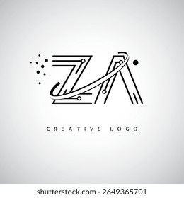 ZA Orbit Monogram Logo – Futuristic Minimal Letter mark with Circular Line Art, Tech-Inspired Dots and Space Motion Concept for Modern Branding Identity